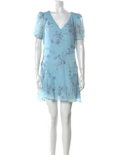 Pre-owned Loveshackfancy Silk Mini Dress In Blue