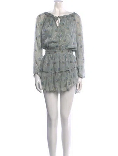 Pre-owned Loveshackfancy Silk Mini Dress In Blue