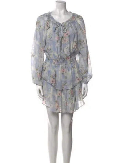 Pre-owned Loveshackfancy Silk Mini Dress In Blue