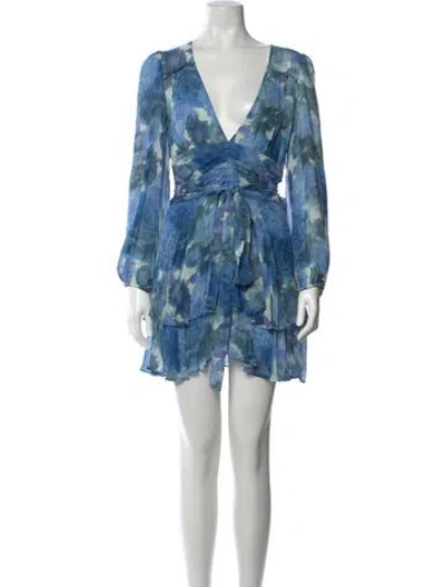Pre-owned Loveshackfancy Silk Mini Dress In Blue