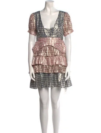 Pre-owned Loveshackfancy Silk Mini Dress In Blue