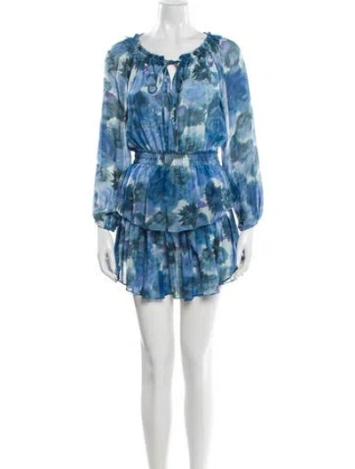 Pre-owned Loveshackfancy Silk Mini Dress In Blue