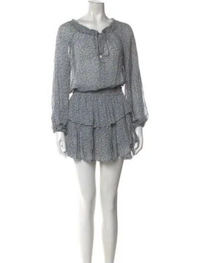 Pre-owned Loveshackfancy Silk Mini Dress In Blue