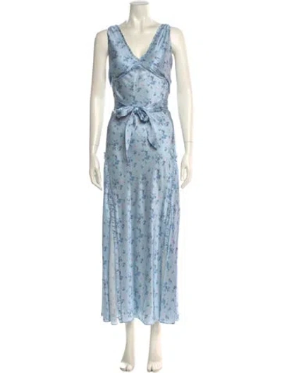 Pre-owned Loveshackfancy Silk Mini Dress In Blue