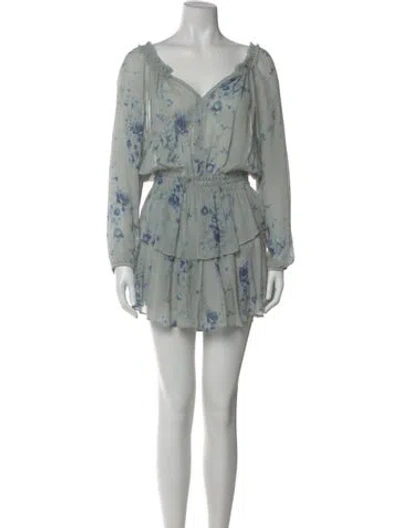 Pre-owned Loveshackfancy Silk Mini Dress In Blue
