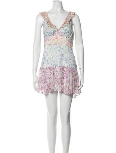 Pre-owned Loveshackfancy Silk Mini Dress In Blue
