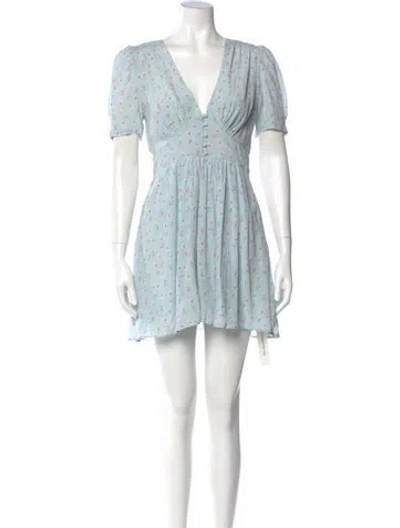 Pre-owned Loveshackfancy Silk Mini Dress In Blue