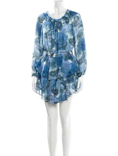 Pre-owned Loveshackfancy Silk Mini Dress In Blue