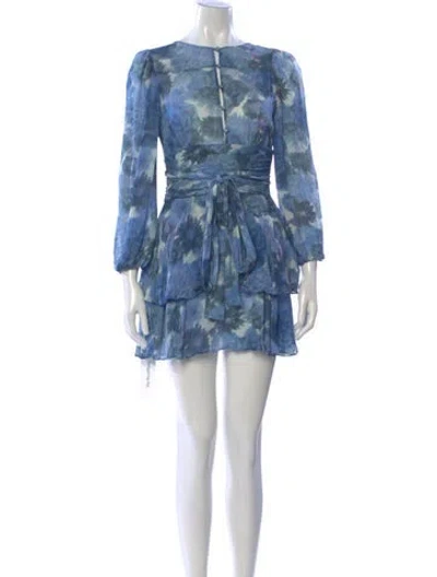 Pre-owned Loveshackfancy Silk Mini Dress In Blue