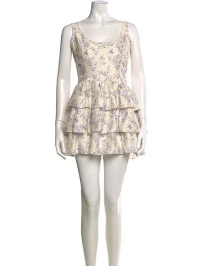 Pre-owned Loveshackfancy Silk Mini Dress In Blue