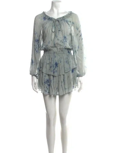 Pre-owned Loveshackfancy Silk Mini Dress In Blue