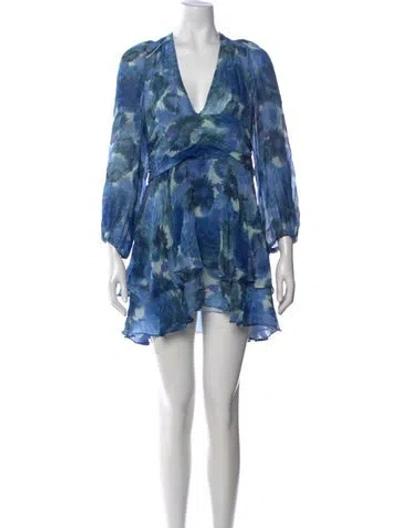 Pre-owned Loveshackfancy Silk Mini Dress In Blue