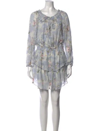 Pre-owned Loveshackfancy Silk Mini Dress In Blue