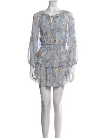 Pre-owned Loveshackfancy Silk Mini Dress In Blue