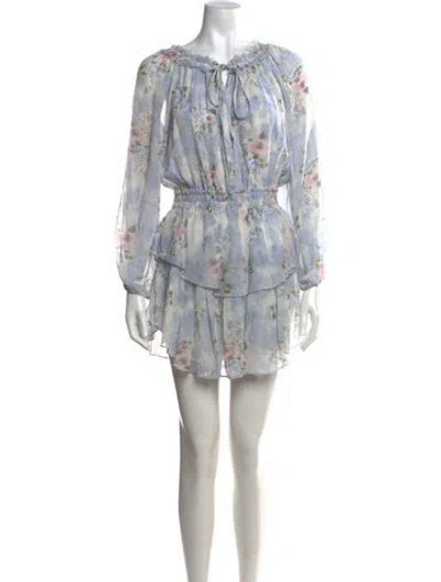 Pre-owned Loveshackfancy Silk Mini Dress In Blue
