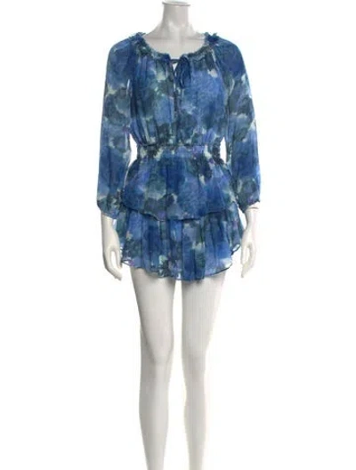 Pre-owned Loveshackfancy Silk Mini Dress In Blue