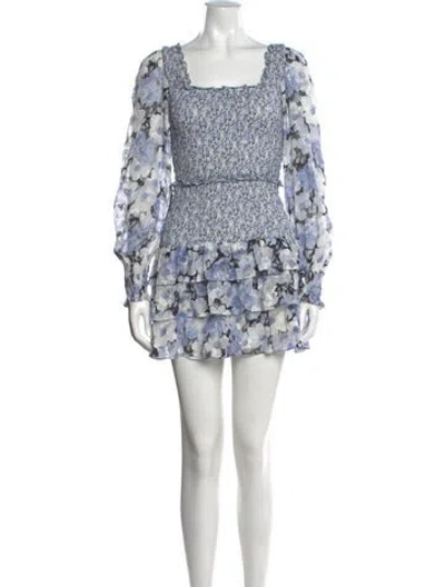 Pre-owned Loveshackfancy Silk Mini Dress In Blue