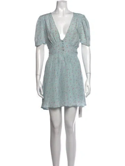 Pre-owned Loveshackfancy Silk Mini Dress In Blue