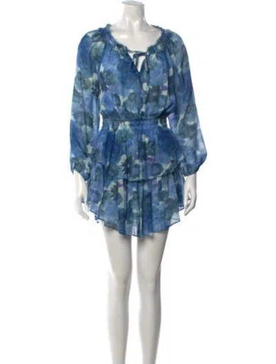Pre-owned Loveshackfancy Silk Mini Dress In Blue