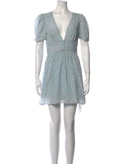 Pre-owned Loveshackfancy Silk Mini Dress In Blue