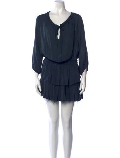 Pre-owned Loveshackfancy Silk Mini Dress In Blue