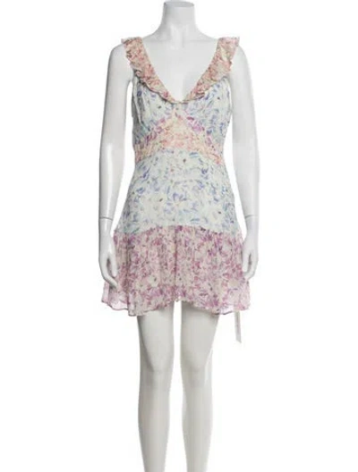 Pre-owned Loveshackfancy Silk Mini Dress In Blue