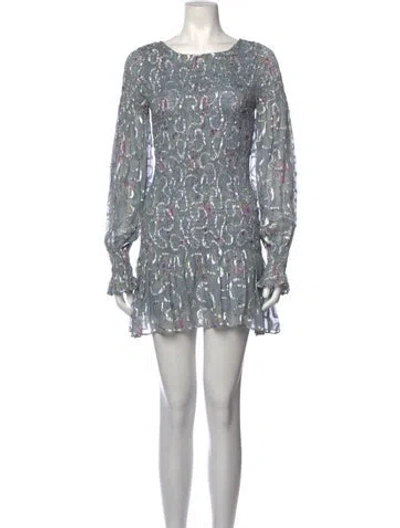 Pre-owned Loveshackfancy Silk Mini Dress In Blue