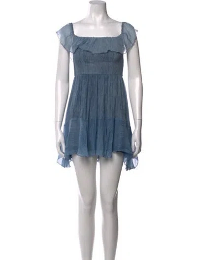 Pre-owned Loveshackfancy Silk Mini Dress In Blue