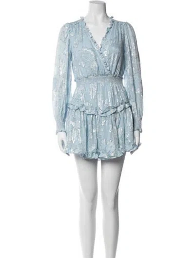 Pre-owned Loveshackfancy Silk Mini Dress In Blue