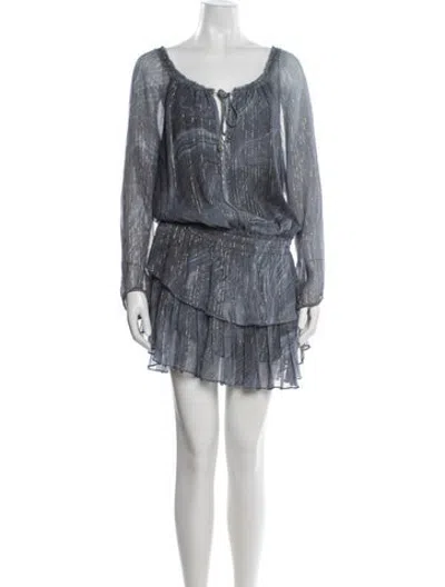 Pre-owned Loveshackfancy Silk Mini Dress In Blue/metallic