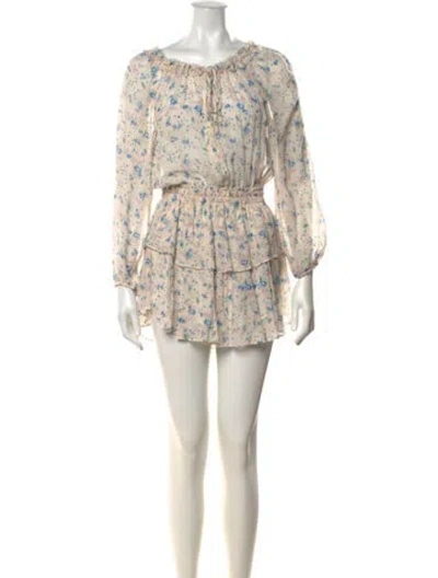 Pre-owned Loveshackfancy Silk Mini Dress In Blue/neutrals