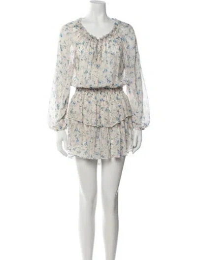 Pre-owned Loveshackfancy Silk Mini Dress In Blue/neutrals