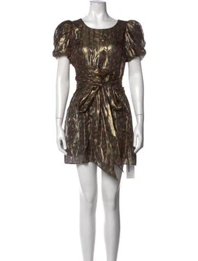 Pre-owned Loveshackfancy Silk Mini Dress In Gold/metallic