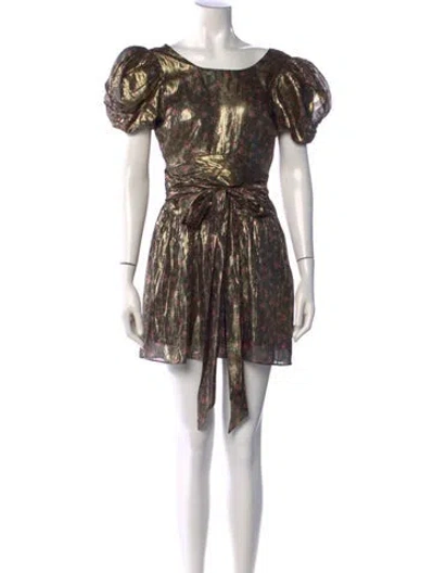 Pre-owned Loveshackfancy Silk Mini Dress In Gold/metallic