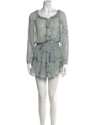 Pre-owned Loveshackfancy Silk Mini Dress In Gray