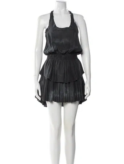 Pre-owned Loveshackfancy Silk Mini Dress In Gray
