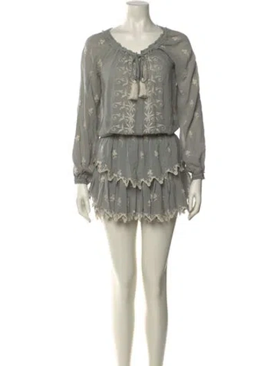 Pre-owned Loveshackfancy Silk Mini Dress In Gray