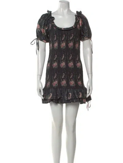 Pre-owned Loveshackfancy Silk Mini Dress In Gray