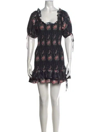 Pre-owned Loveshackfancy Silk Mini Dress In Gray
