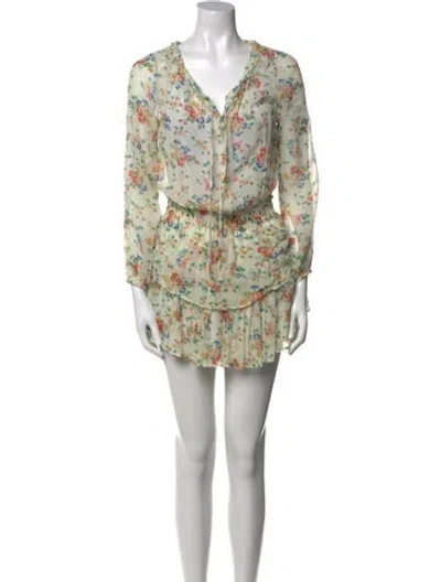 Pre-owned Loveshackfancy Silk Mini Dress In Green