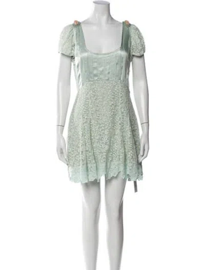 Pre-owned Loveshackfancy Silk Mini Dress In Green