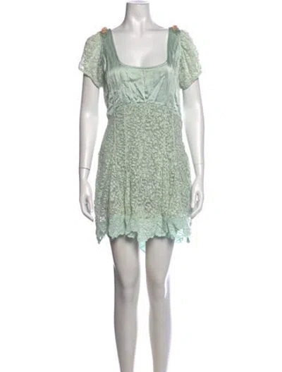 Pre-owned Loveshackfancy Silk Mini Dress In Green