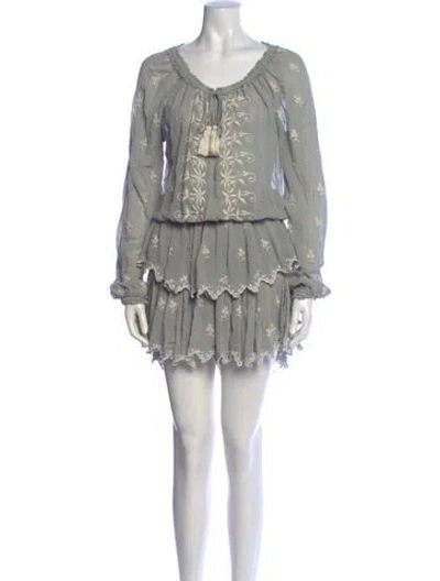 Pre-owned Loveshackfancy Silk Mini Dress In Grey