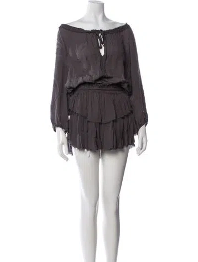 Pre-owned Loveshackfancy Silk Mini Dress In Grey