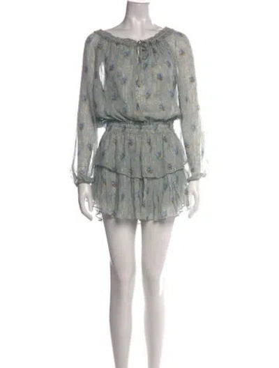 Pre-owned Loveshackfancy Silk Mini Dress In Grey
