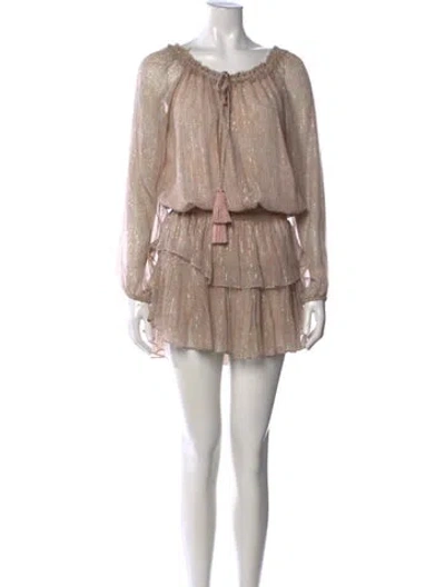 Pre-owned Loveshackfancy Silk Mini Dress In Metallic/neutrals