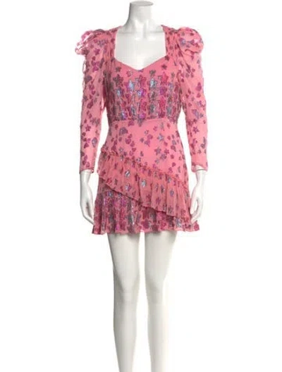 Pre-owned Loveshackfancy Silk Mini Dress In Metallic/pink