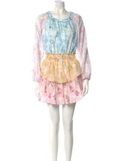Pre-owned Loveshackfancy Silk Mini Dress In Multi