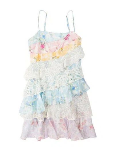 Pre-owned Loveshackfancy Silk Mini Dress In Multi