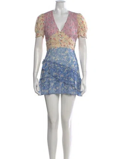 Pre-owned Loveshackfancy Silk Mini Dress In Multi